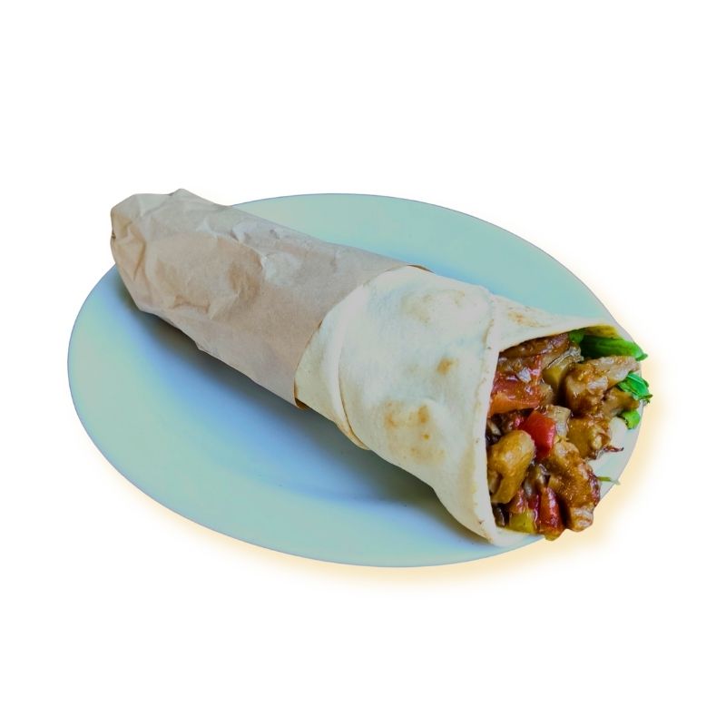 Stir-fried pleurotus mushrooms wrap